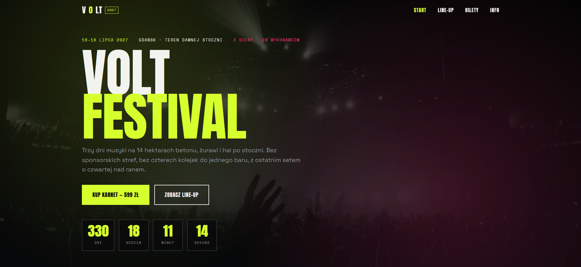 Strona festiwalu muzycznego Volt