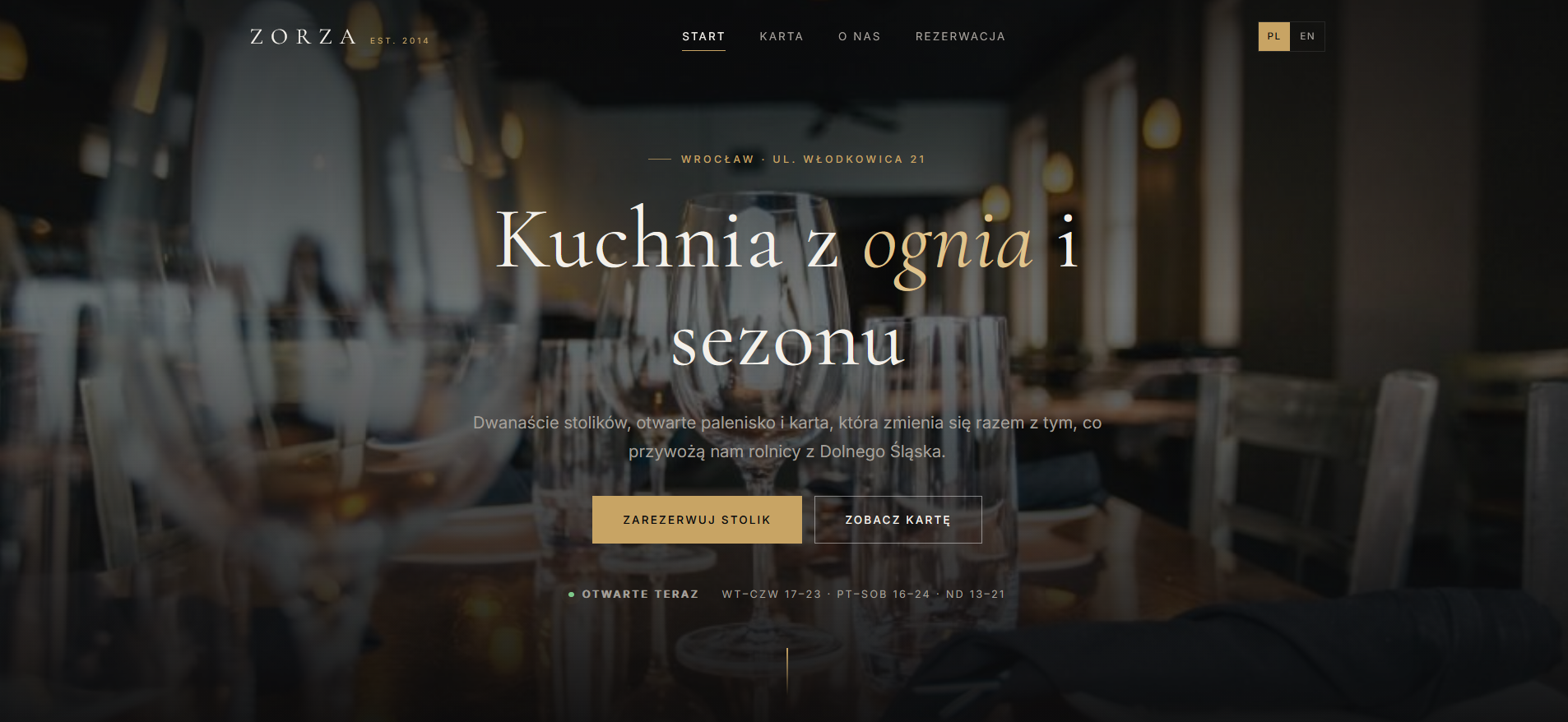 Strona restauracji Zorza